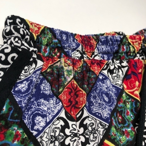 MINKPINK Boho Titled Colorful Hippie Artsy Flowy Drawstring Hottie Short Shorts - Picture 6 of 14